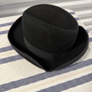 St. Patrick 100% Wool Black Derby Bowler Hat Size Medium Classic Dress Hat